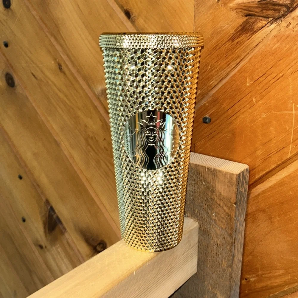 Starbucks gold studded tumbler 2022 winter/holiday bling edition